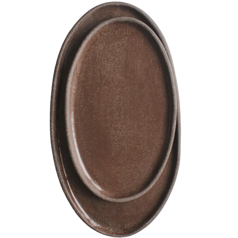 Handmade Stoneware Oval Serving Platter - Pumpernikel