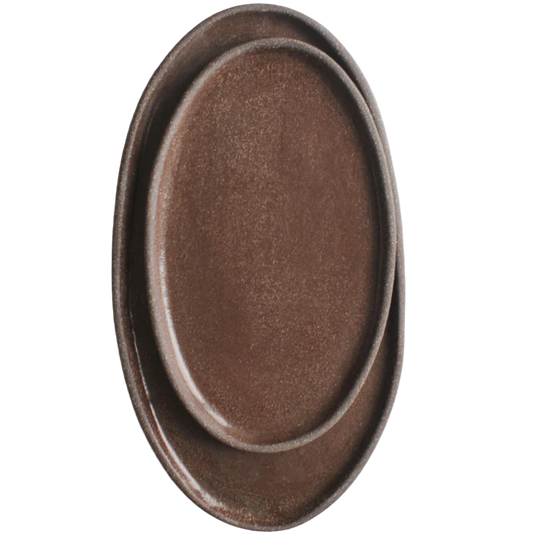 Handmade Stoneware Oval Serving Platter - Pumpernikel