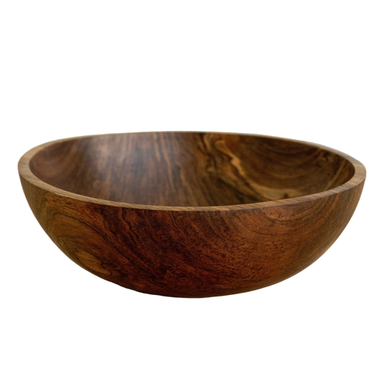 Hand Carved Large Walnut Wood Bowl