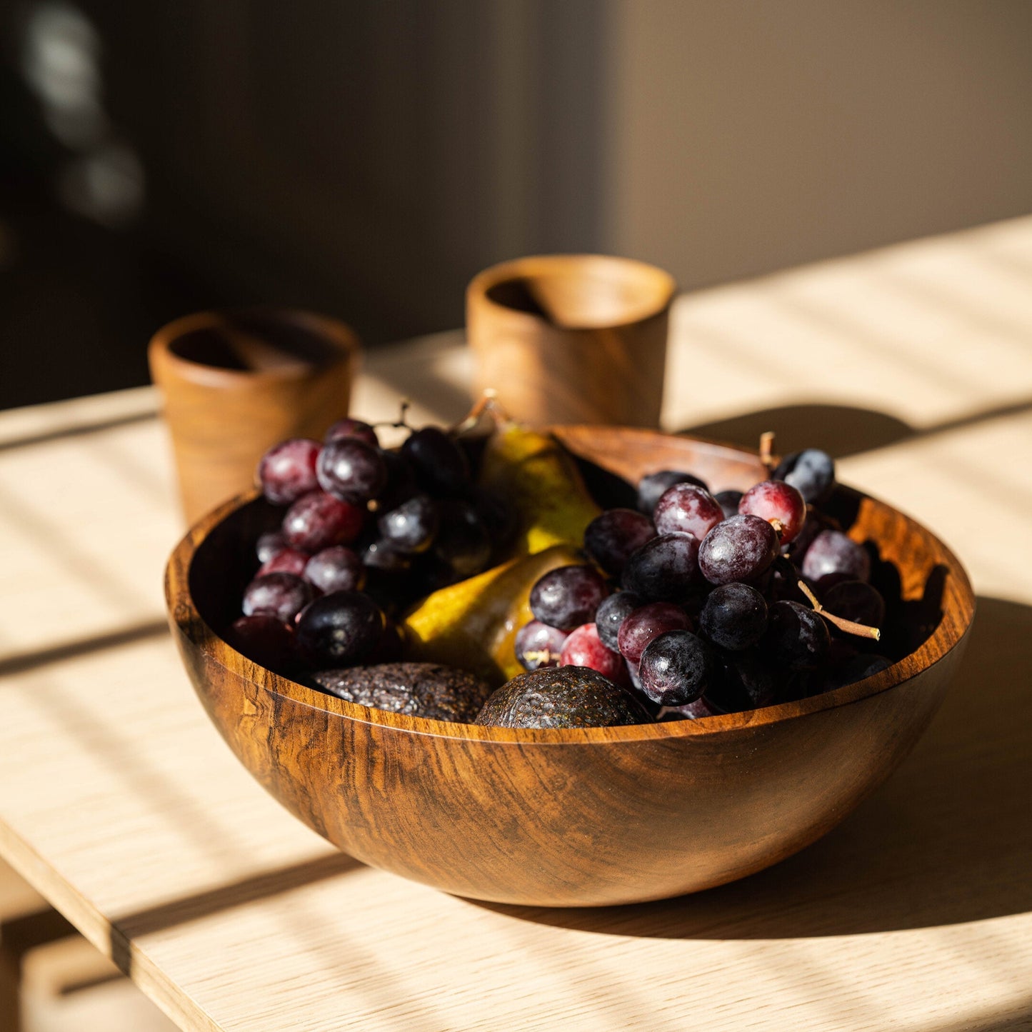 Hand Carved Large Walnut Wood Bowl