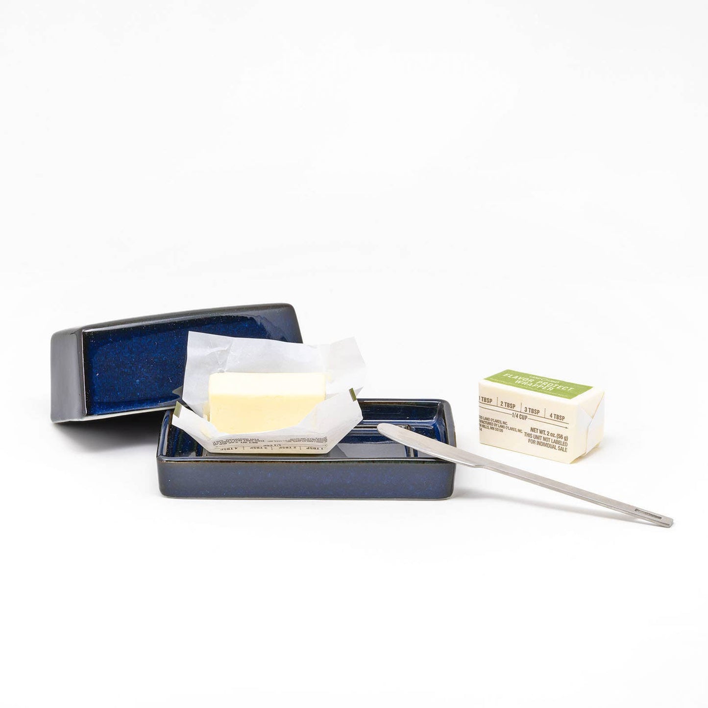 Butter Dish with Knife - Blue Jeans