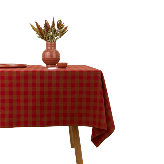 Gingham Tablecloth - Red & Terracotta