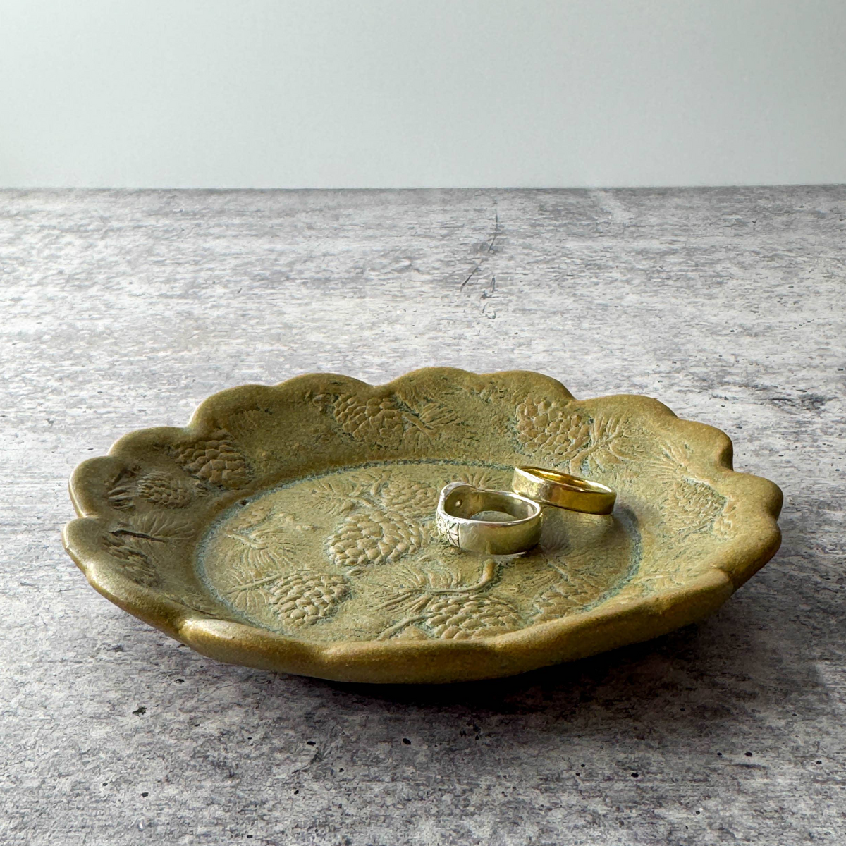 Handmade Ceramic Tapas Dish, Pine Cone Texture - Tan