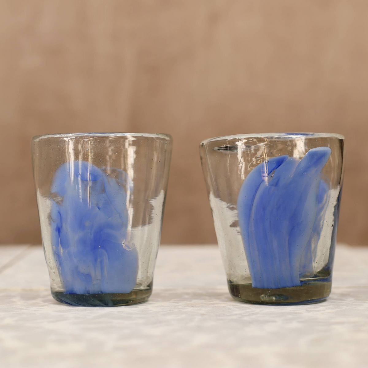 Hand Blown Stacking Glass Tumbler - 10 oz - 300 ml - Blue