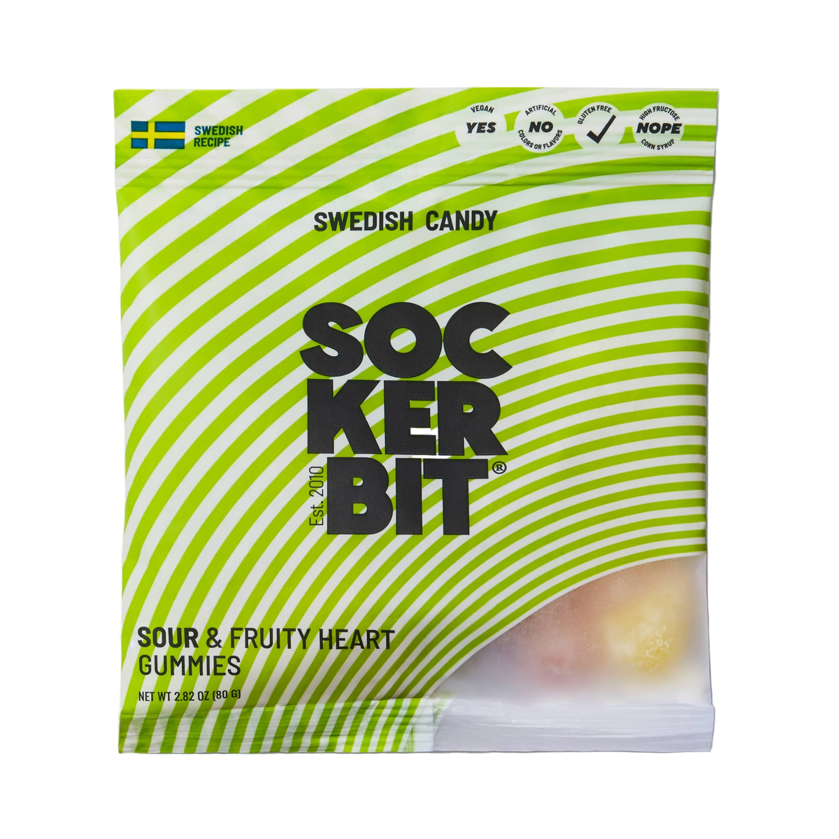 Sour Fruity Heart Gummies Swedish Candy Bag 2.8oz