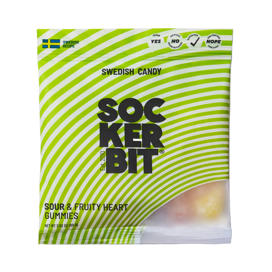 Sour Fruity Heart Gummies Swedish Candy Bag 2.8oz