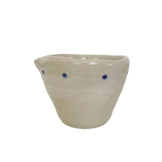 Handmade Japanese Ceramic Pitcher - Cream + Navy Dots