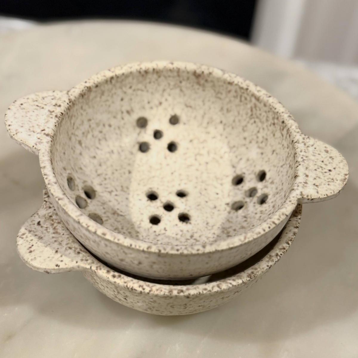 Matte Cream  Berry Bowl with Handles
