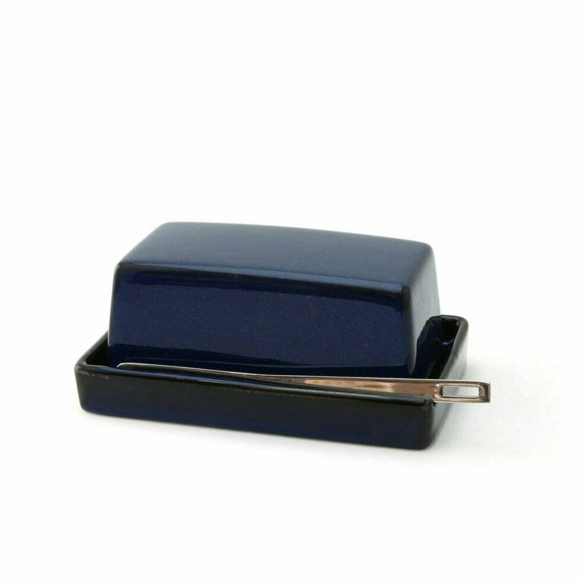 Butter Dish with Knife - Blue Jeans