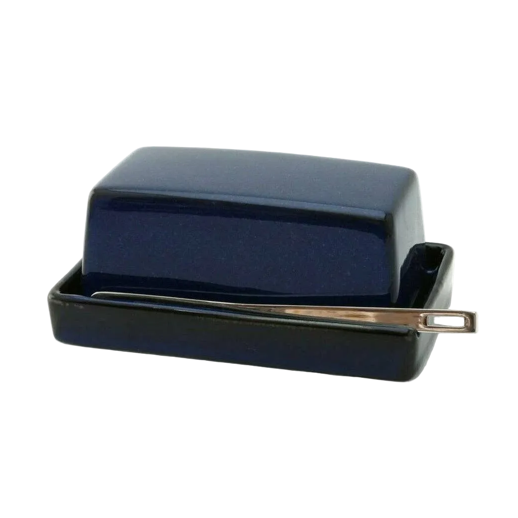 Butter Dish with Knife - Blue Jeans