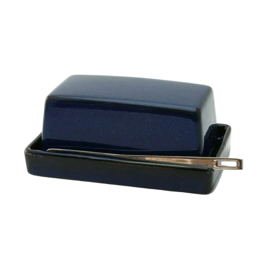 Butter Dish with Knife - Blue Jeans