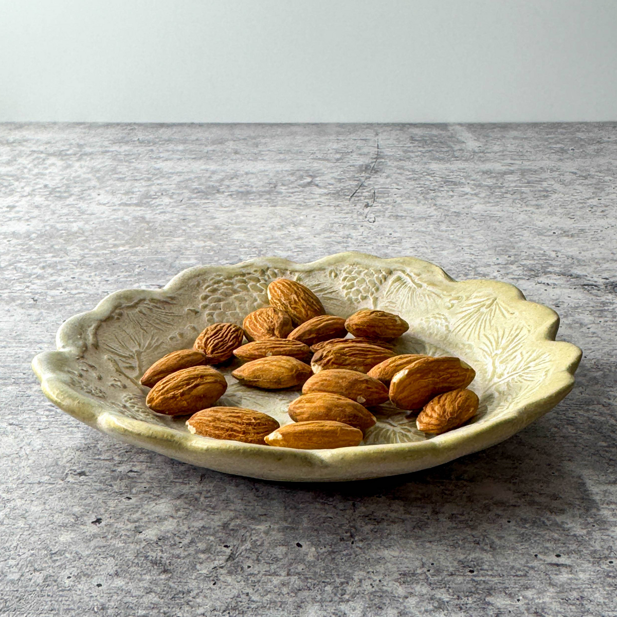 Handmade Ceramic Tapas Dish, Pine Cone Texture - Ivory