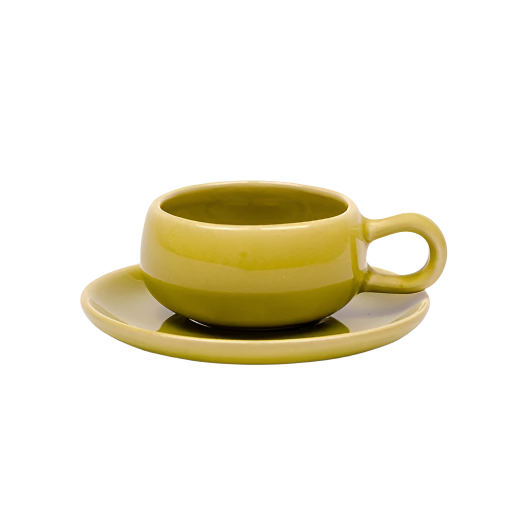 American Modern Demitasse Cup & Saucer: Russel Wright Chartreuse