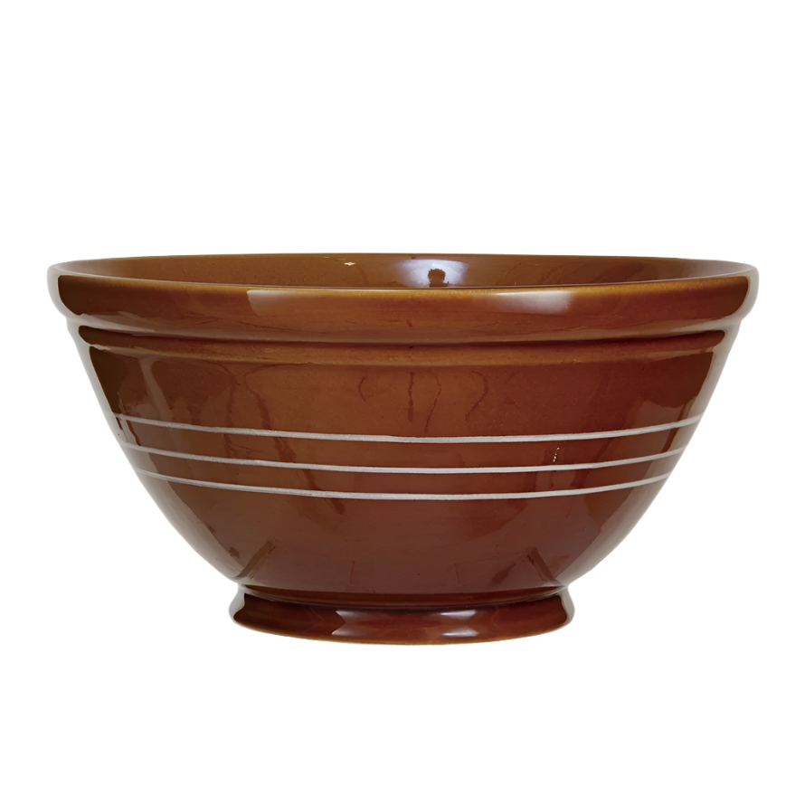 3 Quart Brown Stoneware Mixing Bowl