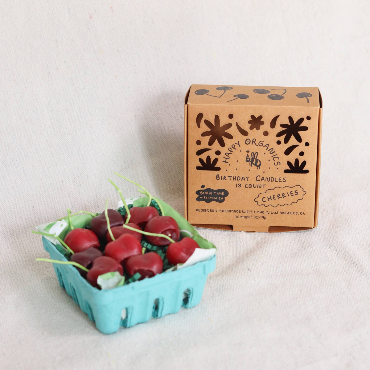Dark Red Cherry Beeswax Birthday Candles: 10