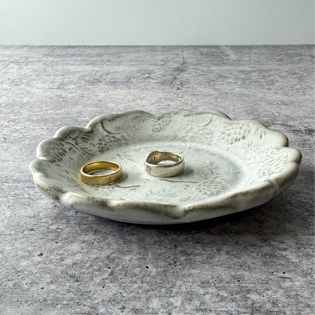 Handmade Ceramic Tapas Dish, Pine Cone Texture - Grey