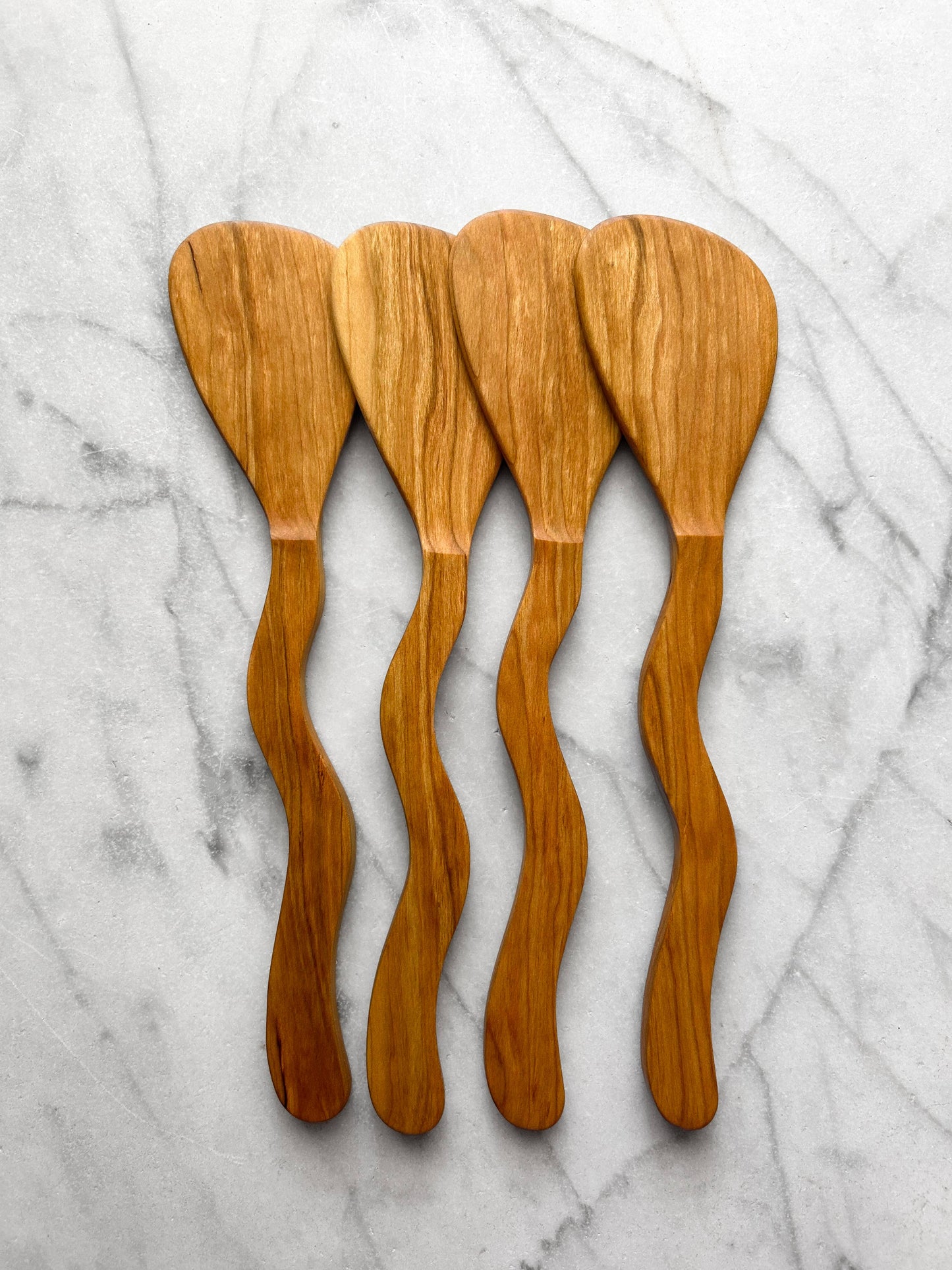 Squiggly Spatula - Cherry Wood