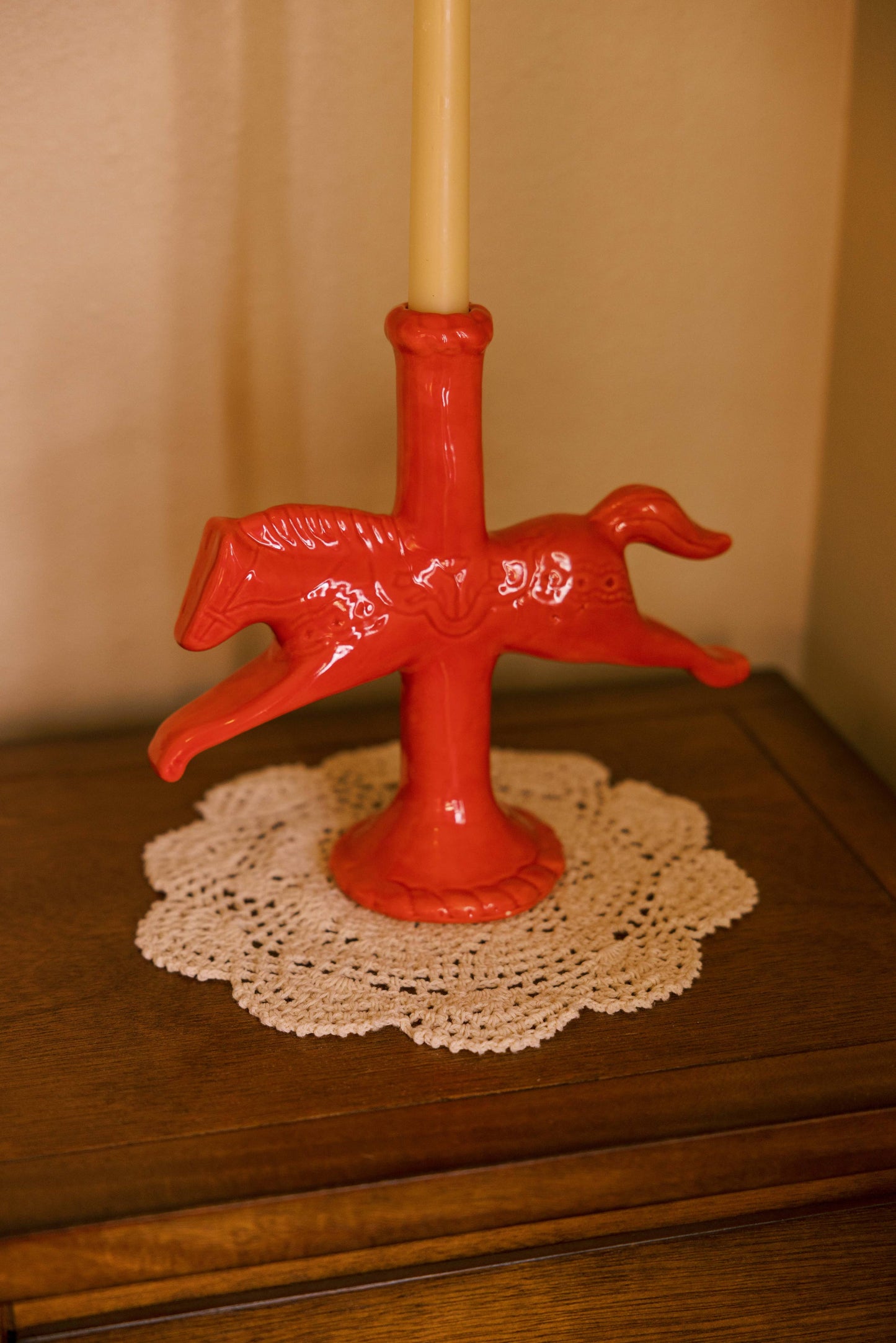 Dala Horse Candlestick Holder - Red