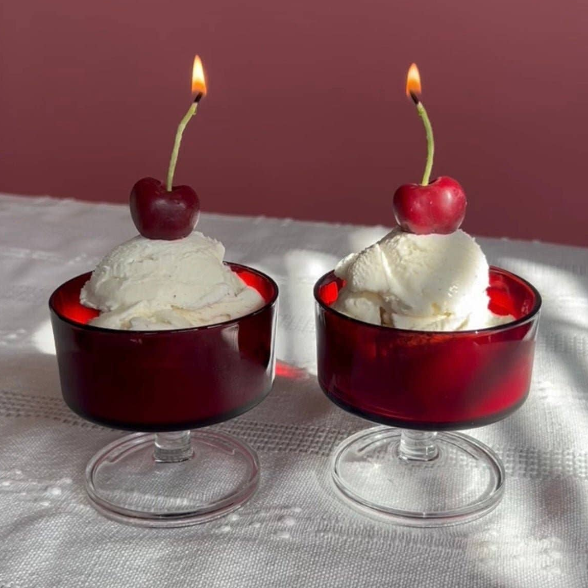 Dark Red Cherry Beeswax Birthday Candles: 10