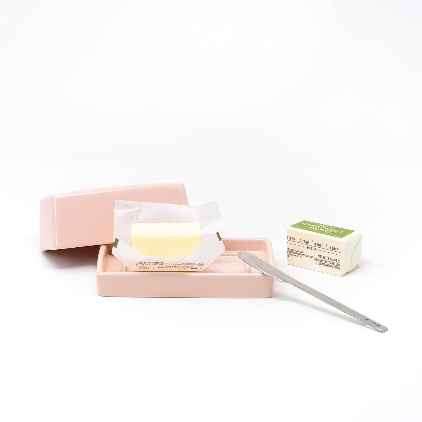Butter Dish with Knife - Pink