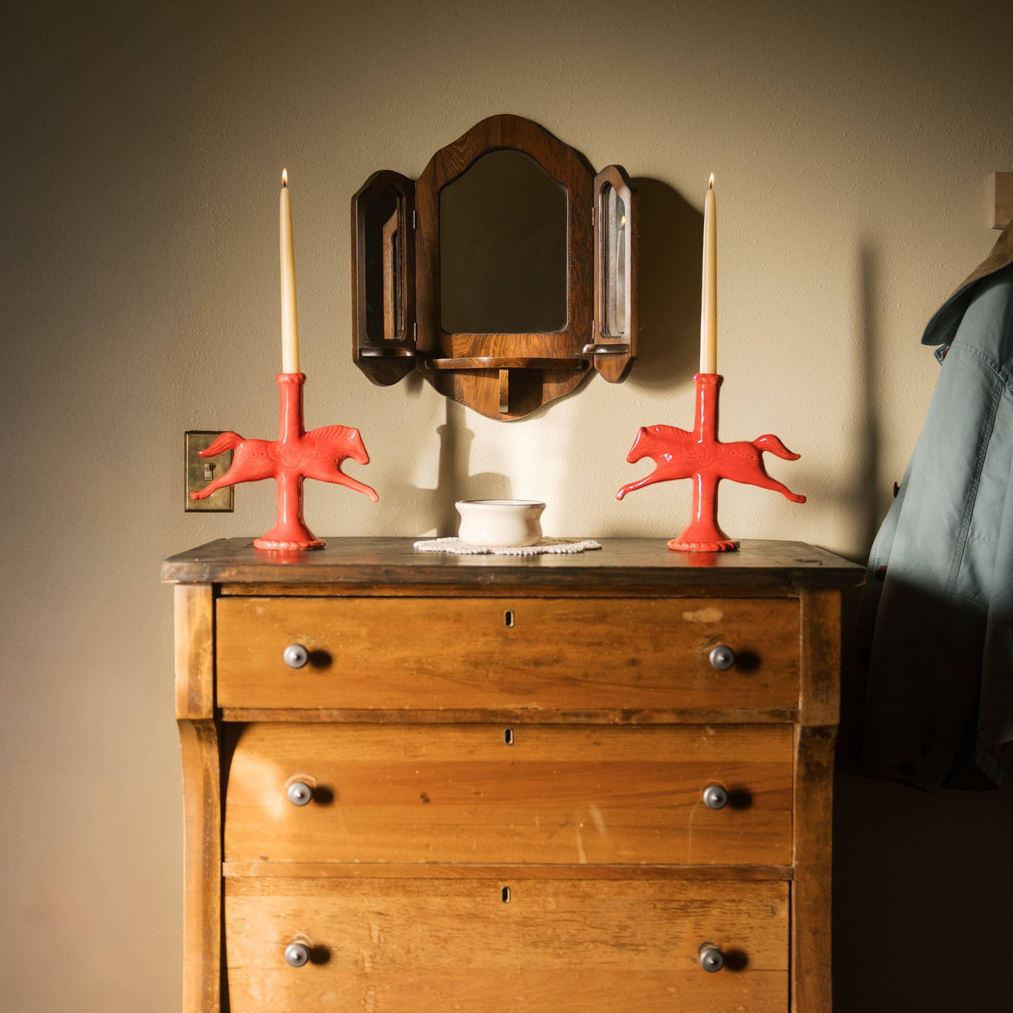 Dala Horse Candlestick Holder - Red