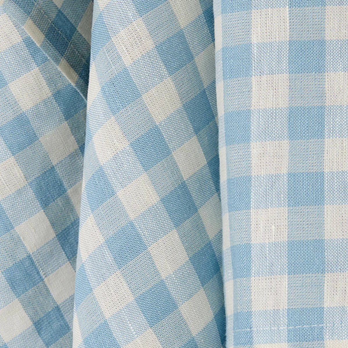 Warm Blue Gingham Linen Blend Tea Towel