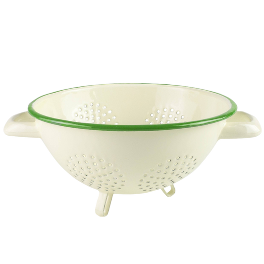 Enamel Colander - Moss + Cream