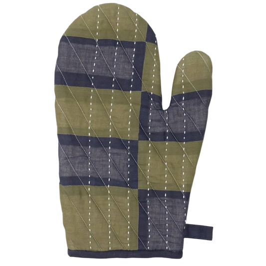 Trellis Colorblock Oven Mitt - Pine