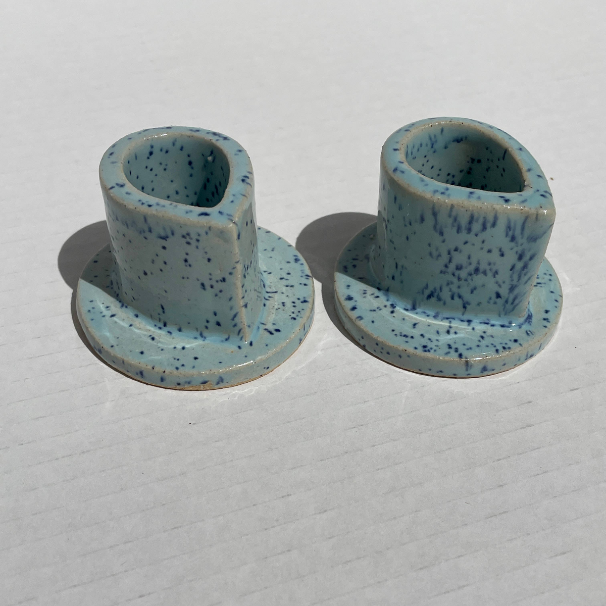 Party Stoneware Candle Holder: Baby Blue Speckle